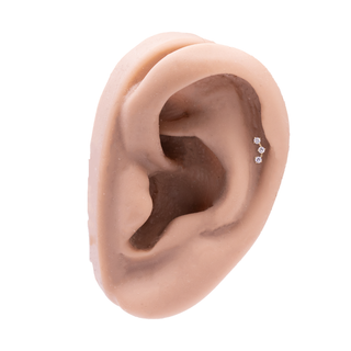 Itsy threadless arc cluster with CZ gems in yellow gold