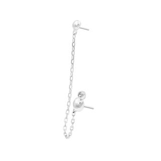 Elora threadless double dome end with CZ accent in white gold,  54mm chain