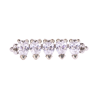 Kiana threaded end with 5- 3x2 pear CZ gems in white gold, 14g, 13x3.5mm overall
