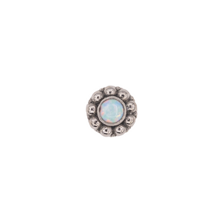 Kumo threadless end in white gold with 2mm white opal