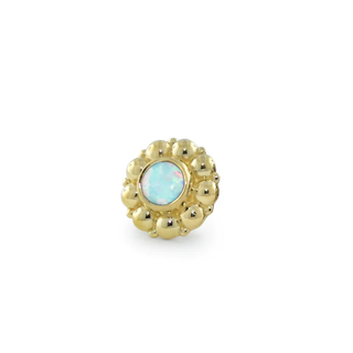 Kumo threadless end in yellow gold with 2mm white opal