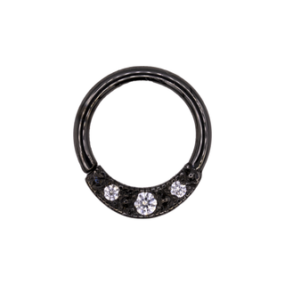 Janna seam ring with pave CZ in 14k black gold, 16g 5/16"