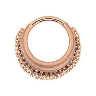 Lucy in Chains stacked hinge ring in rose gold with black diamonds, 16g 11/32"