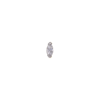 Marquise v-prong genuine diamond threadless end in white gold, 3x1.5mm