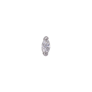 Marquise v-prong genuine diamond threadless end in white gold, 4x2mm