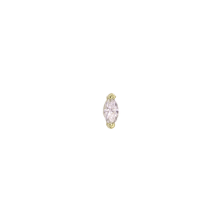 Marquise v-prong genuine diamond threadless end in yellow gold, 3x1.5mm