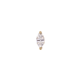 Marquise v-prong genuine diamond threadless end in yellow gold, 4x2mm