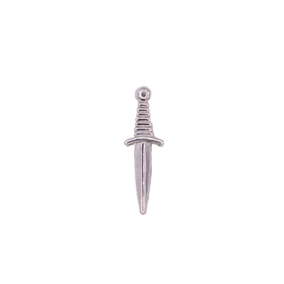 Medium dagger threadless end in 14k white gold