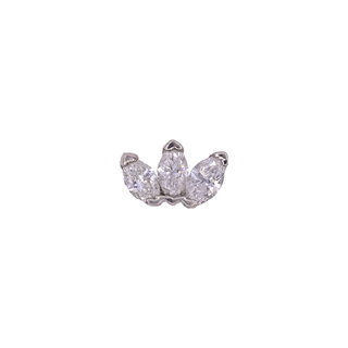Tiny marquise fan with diamonds in platinum