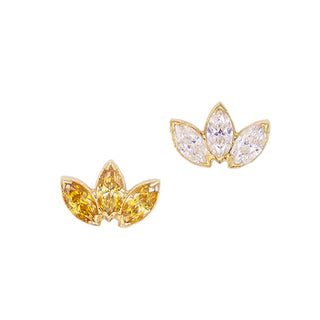 Marquise fan threadless end in yellow gold