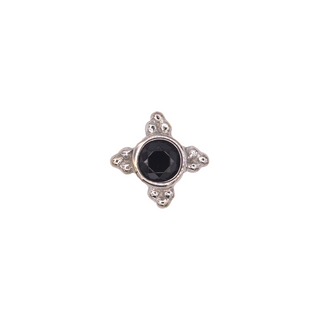 Mini Kandy threadless end with black CZ in white gold
