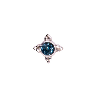 Mini Kandy threadless end with London blue topaz in white gold