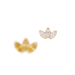 Mini marquise fan threadless end in yellow gold