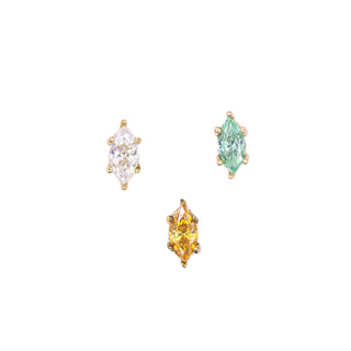 Marquise-cut gem threadless end in rose gold