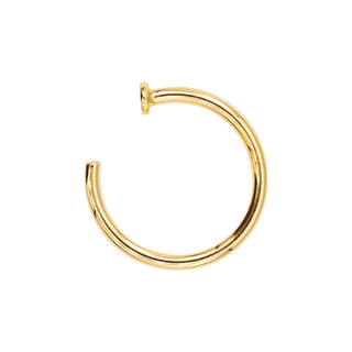 Nostril nail with 2mm disk in yellow gold, 18g