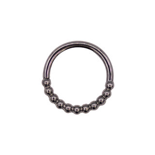 Oaktier seam ring with 1.5mm beads in 14k black rhodium gold, 16g 3/8“