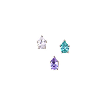 Pear-cut gem threadless end in white gold