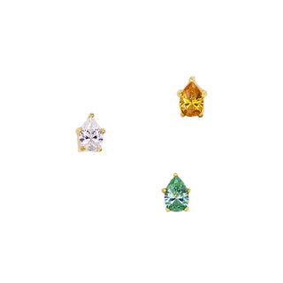 Pear-cut gem threadless end in yellow gold