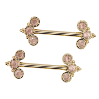 Paradise straight barbell with Oregon sunstone in yellow gold, 12GA 9/16in