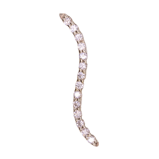Path S-shaped threadless end with CZ gems in white gold