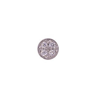 Micro pave disk with diamonds in platinum, 4mm, threadless