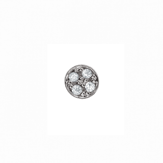 Micro pave disk with CZ gems in white gold, 3mm, threadless