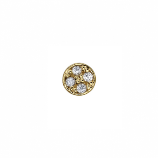 Micro pave disk with CZs in yellow gold, 3mm, threadless