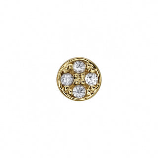 Micro pave disk with diamonds in yellow gold, 4mm, threadless