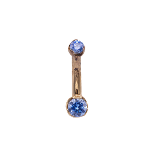 Prong-set navel curve with arctic blue CZ in rose gold, 12g 3/8"