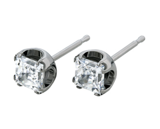Butterfly back earring with princess-cut gem in titanium