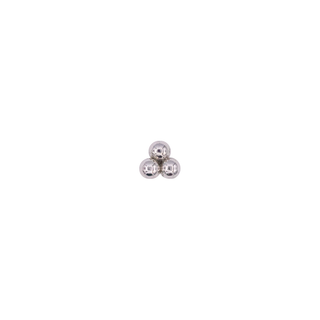 3-ball triangle threadless end in platinum, 1.5mm beads