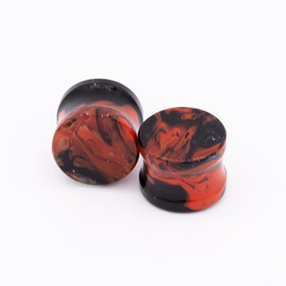 Power plug in soda lime glass, 7/8 (22mm), DF Red Black