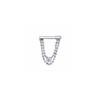 Riel ring with 2 lengths of bead chain with 1.5mm bezel cz in white gold, 16g 5/16"