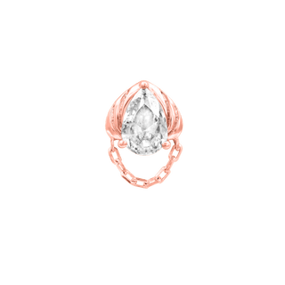 Kristina threadless end with pear CZ and chain loop in rose gold, 7x9.5mm overall