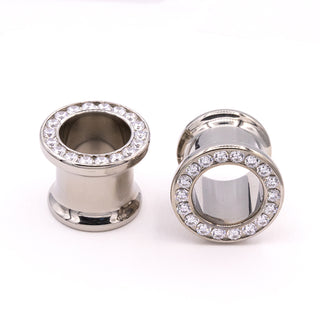 Gemmed eyelet in titanium with 18-2mm CZ gems, 7/16", DF