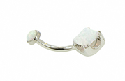 Princess navel curve with opal gem in titanium, 12g