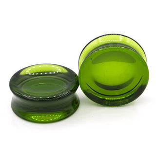 Concave stone plugs in green, 1-3/8" (34mm)