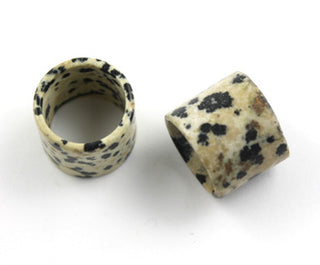 No flare stone eyelets in dalmation jasper, 3/4" (19mm)
