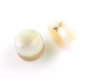 Concave stone plugs in grey agate, 1" (26mm)