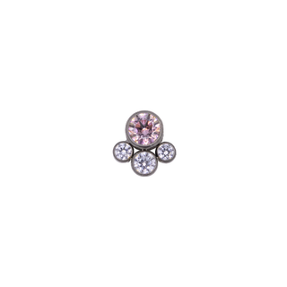 Limited edition Tangent threadless cluster with morganite CZ gems in titanium
