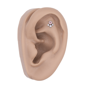 Limited edition Tangent threadless cluster with morganite CZ gems in titanium