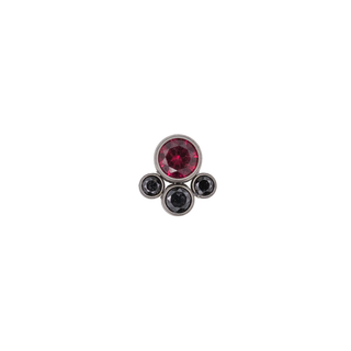 Limited edition Tangent threadless cluster with ruby and black CZ gems