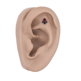 Limited edition Tangent threadless cluster with ruby and black CZ gems