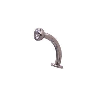 Floating navel bar with faceted gem in titanium, 12g