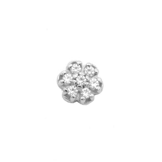 Flower in white gold with 1mm genuine diamonds (4mm overall), threadless