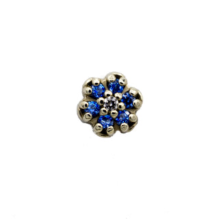 Flower threadlesss end in white gold with 1mm gems