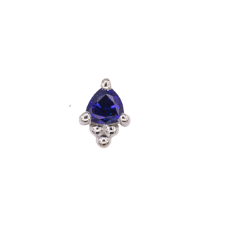 Timka threadless end with blue sapphire in platinum