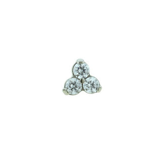 Threaded Menage a Trois  faceted gem end with 3-2mm gems in Ti, 14g/12g