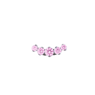 Odyssey prium captive gem cluster with 2/2.5/3/2.5/2mm gems for a 16g ring Pink CZ