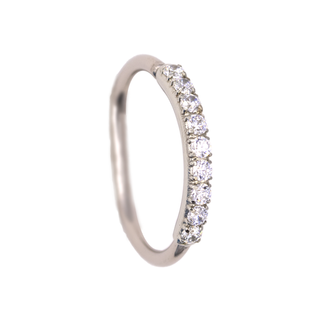 Side-set transition seam ring in white gold, 16g 7/16" diameter